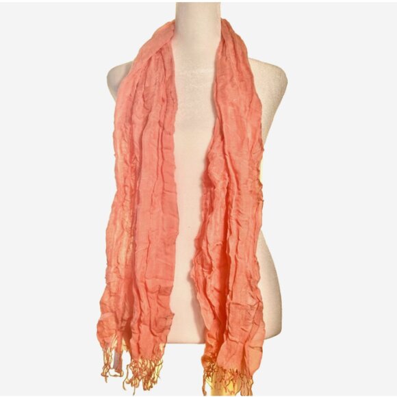 Vintage Y2K J.Crew Pink Ombre Fringe Scarf NWT Crinkle Wrap  Vintage Y2K J.Crew Pink‎ Ombre Fringe Scarf NWT Crinkle Wrap Shawl